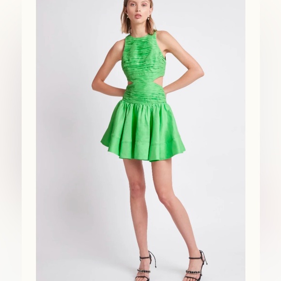 AJE Introspect Cut Out Mini Dress GREEN - Picture 2 of 6